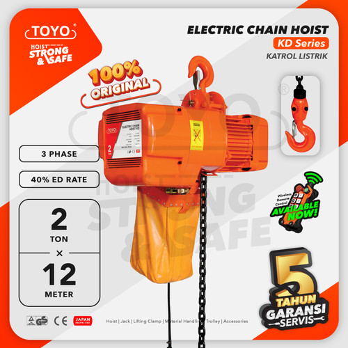 Electric Chain Hoist 2 Ton x 12 Meter KD Series TOYO