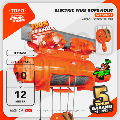 Electric Wire Rope Hoist 10 Ton x 12 Meter SH Series TOYO