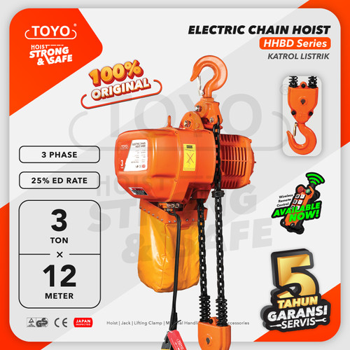 Electric Chain Hoist 3 Ton x 12 Meter HHBD Series TOYO