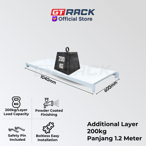 LAYER L2012 200KG PANJANG 1.2 METER EXTRA RACK AMBALAN RAK GUDANG BESI