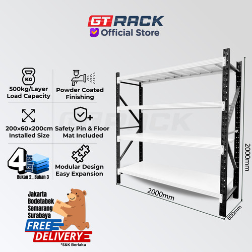 RAK BESI 500KG 4 SUSUN 2 METER RACK GUDANG TINGKAT MATERIAL BANGUNAN