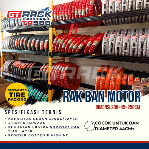 RAK BAN MOTOR GT RACK TR300 TIRE RACKING DISPLAY RODA SUSUN 4 TINGKAT