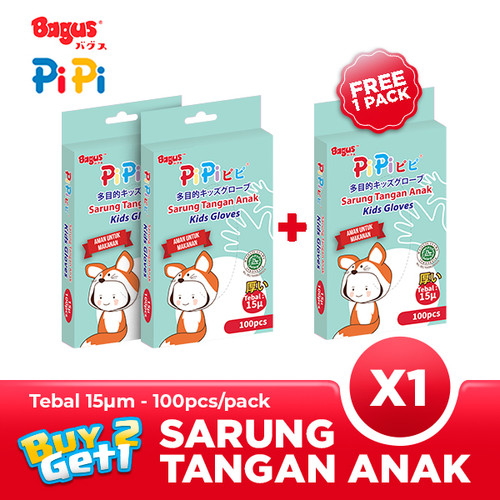 BUY 2 GET 1 FREE - Bagus PiPi Sarung Tangan Anak 15 µ 100 pcs