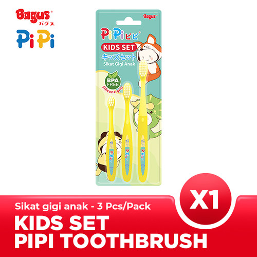 Bagus PiPi Kids Set Toothbrush - Sikat Gigi Silicon Anak