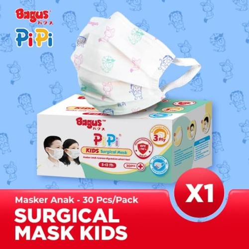 Bagus PiPi Kids Surgical Mask 30 pcs - Masker Medis Anak 3 Ply