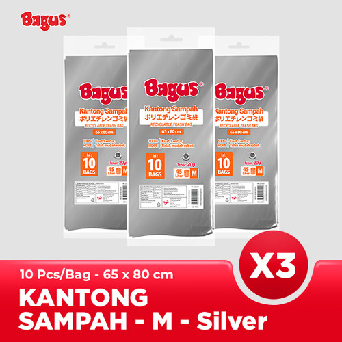 [Triple Packs] Bagus Kantong Sampah M 10 Uk. 65 cm x 80 cm (45 L)