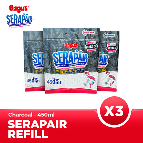 [Triple Bundle] Bagus Serapair Refill 450 ml Charcoal