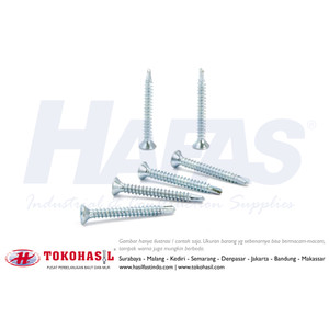 Sekrup FH+ | Flat Head Drilling Screw #8 x 19, 18T - putih