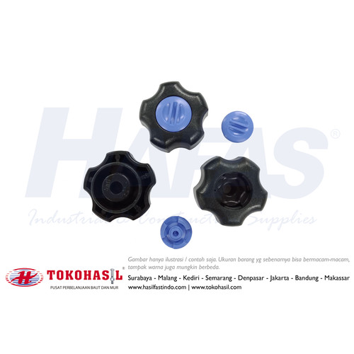 [04BKOMC-000001DR] Handle Wheel / Knob Star (Knob Bintang) M6, M 6 - Hitam