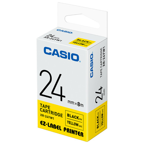 Label Printer / Pita Printer Casio XR-24YW1 24mm Black Ink Yellow Tape