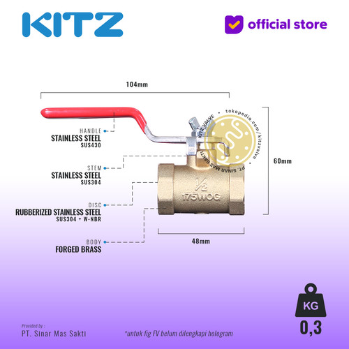 Mini Butterfly Valve Brass KITZ Fig. FV , Drat / Screw