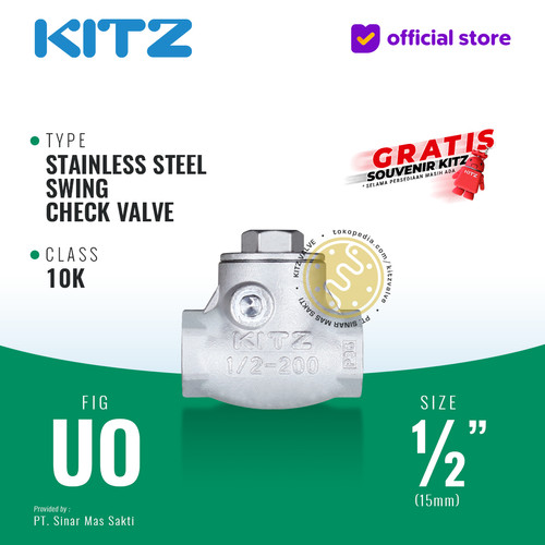 Klep Tabok / Check Valve SUS304 KITZ Fig UO, 1/2" - 15mm , Screw