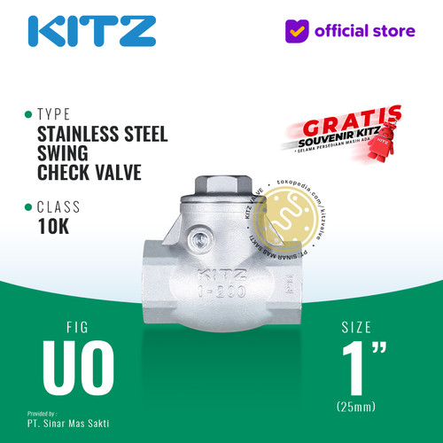 Klep Tabok / Check Valve SUS304 KITZ Fig. UO, 1" - 25mm , Drat / Screw