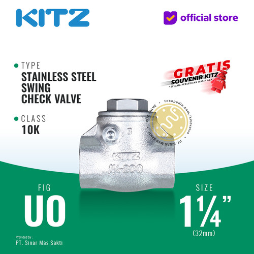 Klep Tabok / Check Valve SUS304 KITZ Fig. UO, 1 1/4" - 32mm , Screw