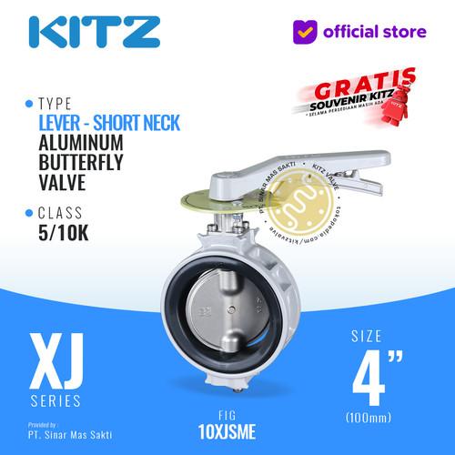 Butterfly Valve Alum , KITZ Fig. 10XJSME , 4" - 100mm , LEVER - SHORT