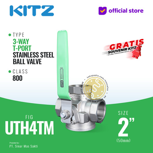 3-Way Ball Valve SUS KITZ Fig. UTH4TM , 2" - 50mm, Drat / Screw