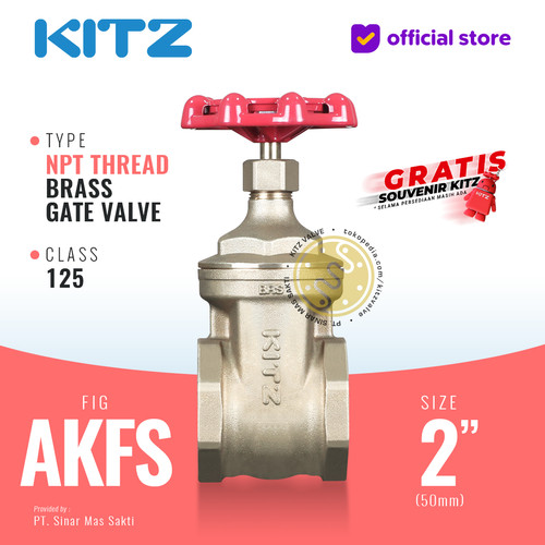 NPT Gate Valve Brass KITZ Fig. 125 AKFS , 2" - 50A - 50mm , Screw