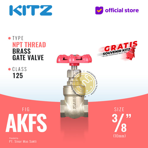 NPT Gate Valve Brass KITZ Fig. 125 AKFS , 3/8" - 10A - 10mm , Screw