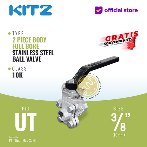 Ball Valve Full Bore SUS KITZ Fig. 10 UT , 3/8" - 10mm, Drat / Screw