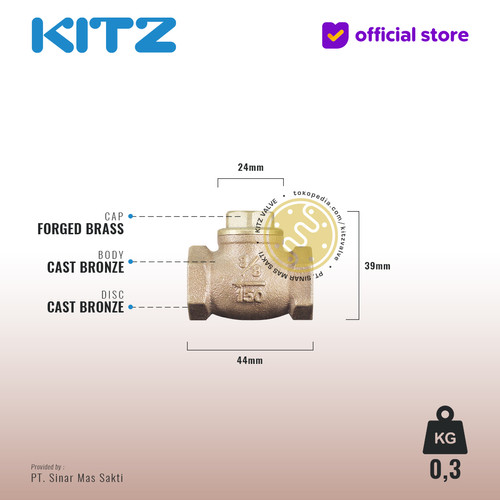 Lift Check Valve Bronze KITZ Fig. 150 F , Drat / Screw