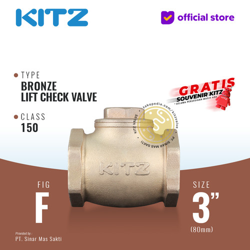 Lift Check Valve KITZ Fig. 150 F , 3" - 80A - 80mm , Drat / Screw