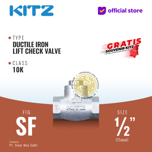 Lift Check Valve Ductile KITZ Fig. 10 SF , 1/2" - 15mm , Drat / Screw