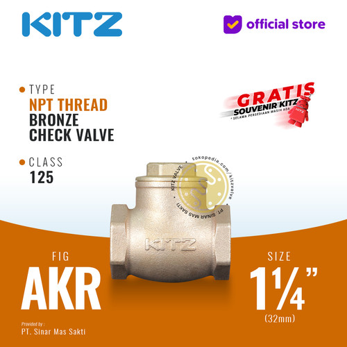 NPT Klep Tabok / Check Valve KITZ Fig. 125 AKR , 1 1/4" - 32mm , Drat