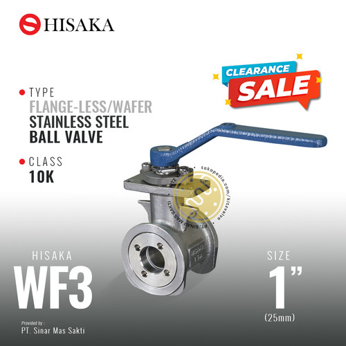 Ball Valve Flange-Less / Wafer , HISAKA Fig. WF3 , 1" - 25A - 25mm