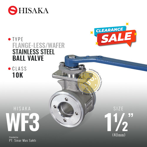 Ball Valve Flange-Less / Wafer , HISAKA Fig. WF3 , 1 1/2" - 40A - 40mm