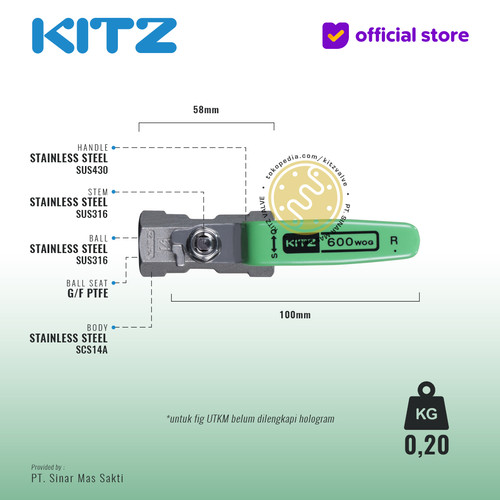 Ball Valve SUS316 KITZ Fig. 600 UTKM , Drat / Screw