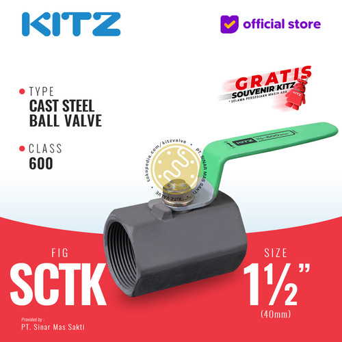 Ball Valve Carbon Steel KITZ Fig. 600 SCTK, 1 1/2" - 40A - 40mm , Drat