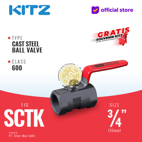 Ball Valve Carbon Steel KITZ Fig. 600 SCTK , 3/4" - 20A - 20mm , Drat