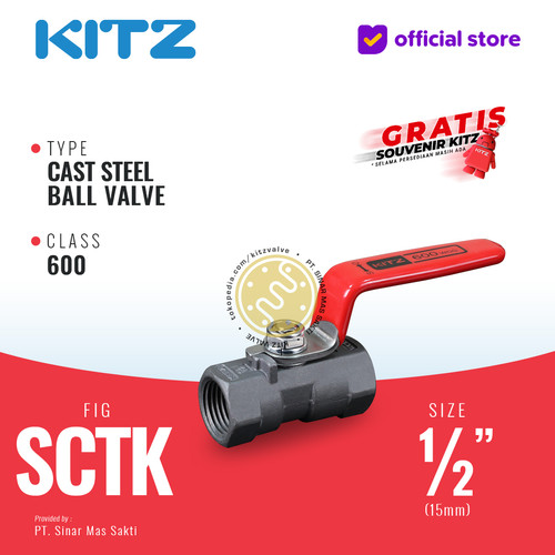 Ball Valve Carbon Steel KITZ Fig. 600 SCTK , 1/2" - 15A - 15mm , Drat