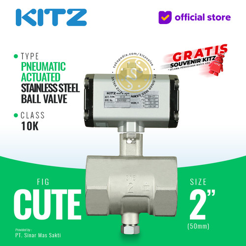 Ball Valve Pneumatic SUS316 KITZ Fig. C-UTE , 2" - 50mm , Drat / Screw