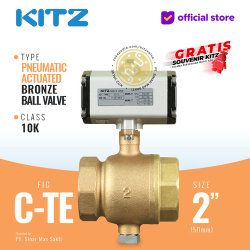 Ball Valve Pneumatic Bronze KITZ Fig. C-TE , 2" - 50mm , Drat / Screw