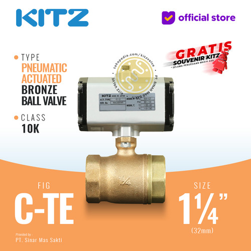 Ball Valve Pneumatic Bronze KITZ Fig. C-TE, 1 1/4" - 32mm Drat / Screw