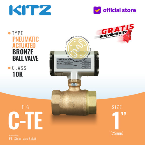 Ball Valve Pneumatic Bronze KITZ Fig. C-TE , 1" - 25mm , Drat / Screw