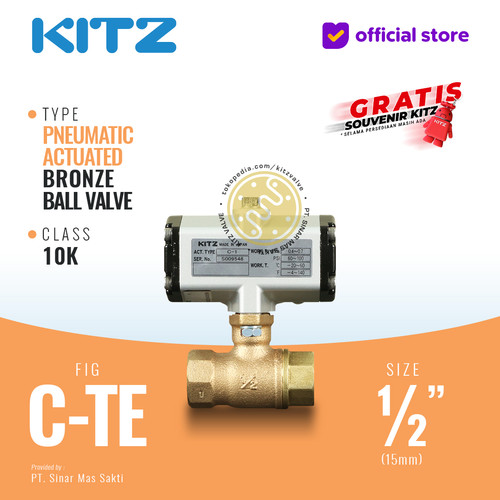 Ball Valve Pneumatic Bronze KITZ Fig. C-TE , 1/2" - 15mm, Drat / Screw