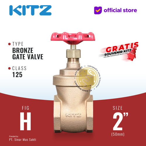 KITZ Bronze Gate Valve Fig. 125 H , 2" - 50A - 50mm , Drat / Screw