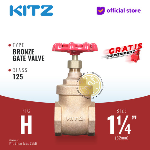 KITZ Bronze Gate Valve Fig. 125 H , 1 1/4" - 32A - 32mm , Drat / Screw