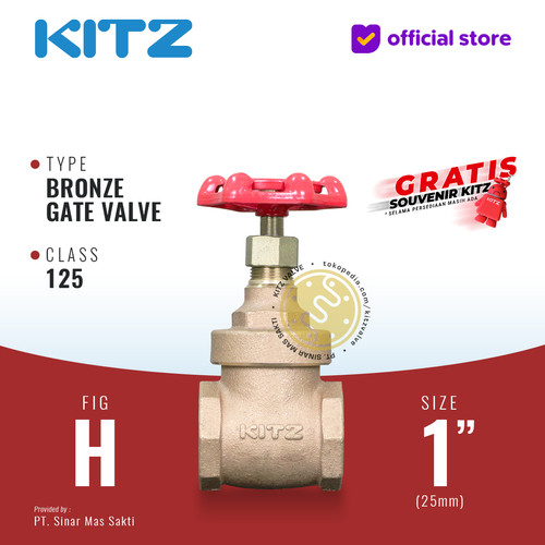 KITZ Bronze Gate Valve Fig. 125 H , 1" - 25A - 25mm , Drat / Screw