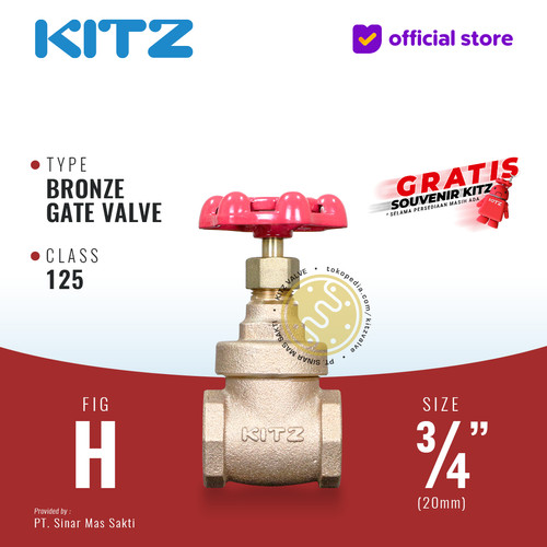 KITZ Bronze Gate Valve Fig. 125 H , 3/4" - 20A - 20mm , Drat / Screw