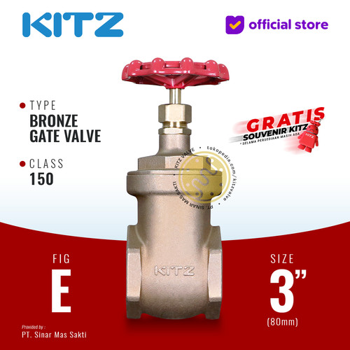 KITZ Bronze Gate Valve Fig. 150 E , 3" - 80A - 80mm , Drat / Screw