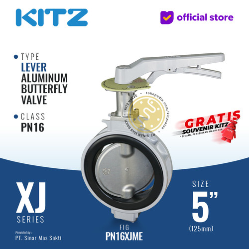 Butterfly Valve Aluminum KITZ Fig. PN16XJME , 5" - 125A - 125mm, LEVER