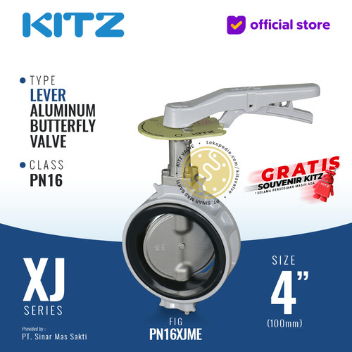 Butterfly Valve Aluminum KITZ Fig. PN16XJME , 4" - 100A - 100mm, LEVER