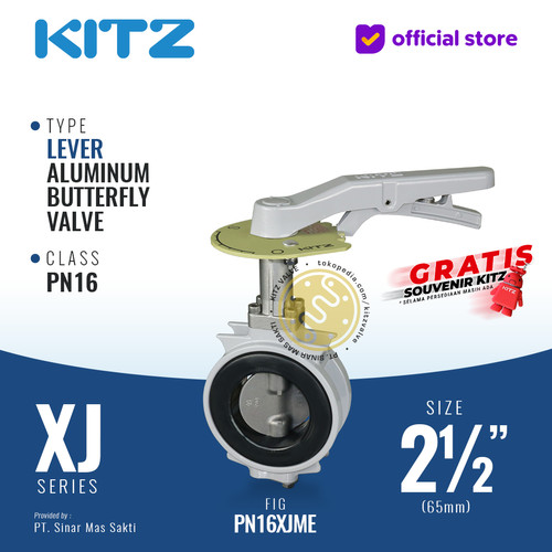 Butterfly Valve Aluminum KITZ Fig. PN16XJME , 2 1/2" - 65mm , LEVER