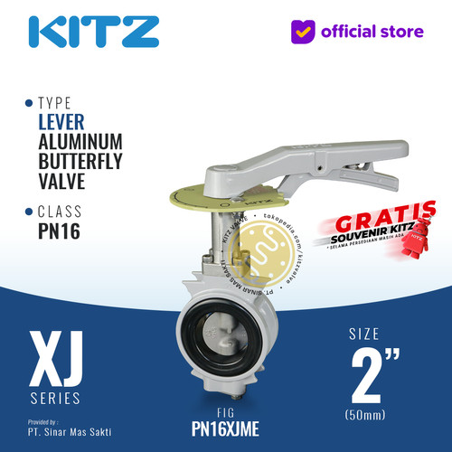 Butterfly Valve Aluminum KITZ Fig. PN16XJME , 2" - 50A - 50mm , LEVER