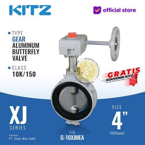 Butterfly Valve Aluminum KITZ Fig. G-10XJMEA , 4" - 100A - 100mm, GEAR