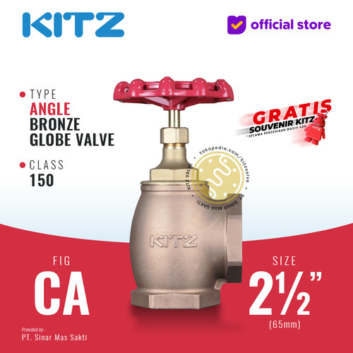 KITZ Angle Globe Valve Fig. 150 CA , 2 1/2" - 65mm , Drat / Screw