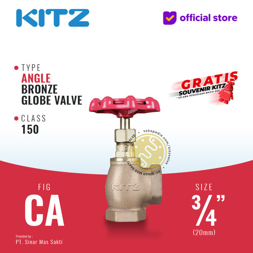 KITZ Angle Globe Valve Fig. 150 CA , 3/4" - 20A - 20mm , Drat / Screw